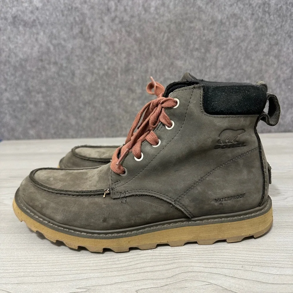 Sorel Madson II Moc Toe Boot Mens 7.5 Coal Grey Waterproof Leather Casual